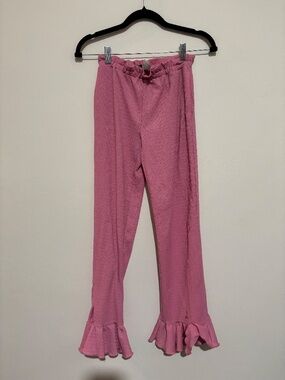 Urban Outfitters Pink Ruffle Hem Pants XS High Rise Casual Trendy